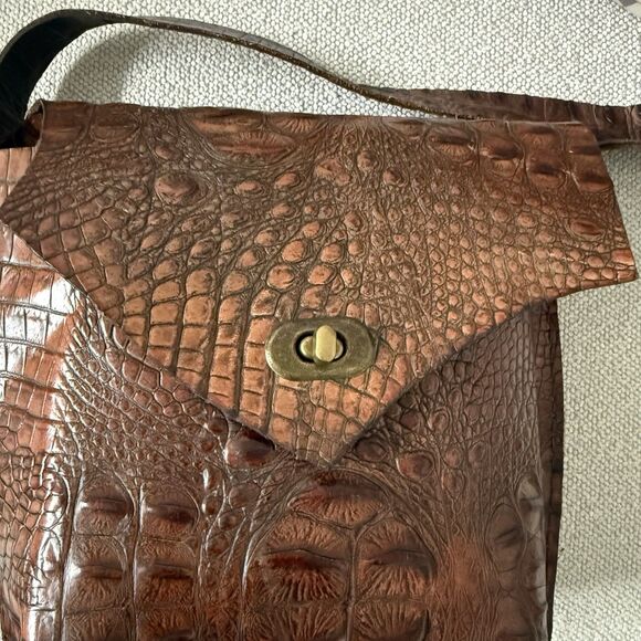 Unisex Crocodile Leather Envelope Shoulder Bag Handmade Unlined Raw Edge Craft - Picture 16 of 16